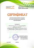 Сертификат участника всероссийского конкурса на лучшую методическую разработку "Урок-викторина" май 2016г.